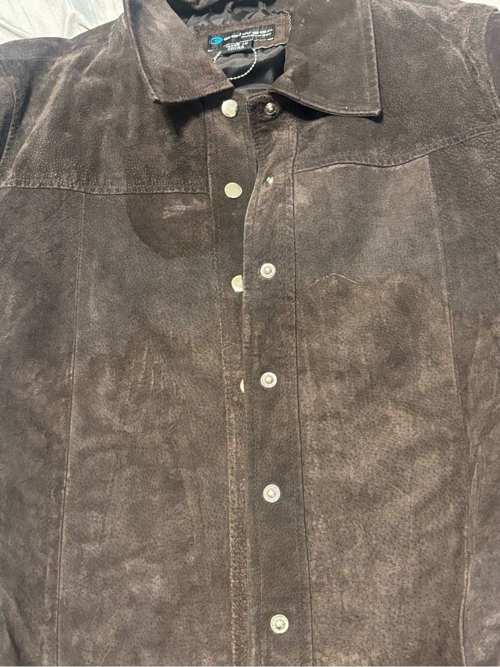 Western Leather brown  fringe snap jacket boho Stagecoach cowboy festival - Picture 16 of 16